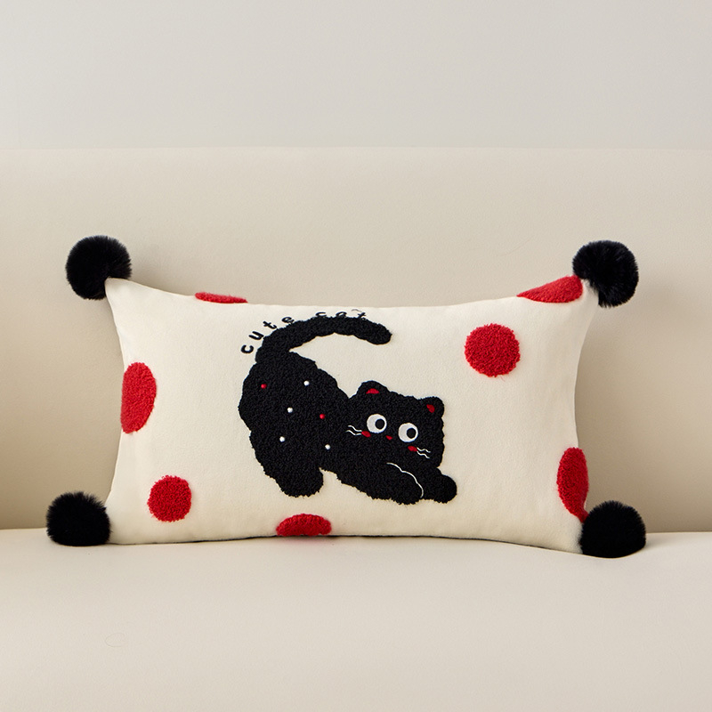 Panya vankúš s jadrom, povrch bavlna a ľan, vyšívaný vzor cartoon, PP bavlna výplň