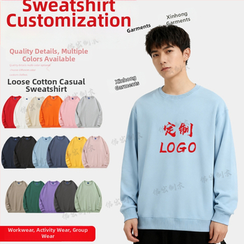 Bavlnená mikina s okrúhlym výstrihom, voľný strih, 280 g, korejský štýl