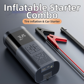 Auto núdzový štartér s vstavanou pumpou na vzduch, 220W, dvojvalcový kompresor, prietok vzduchu 30 L/min, digitálny displej, USB napájanie