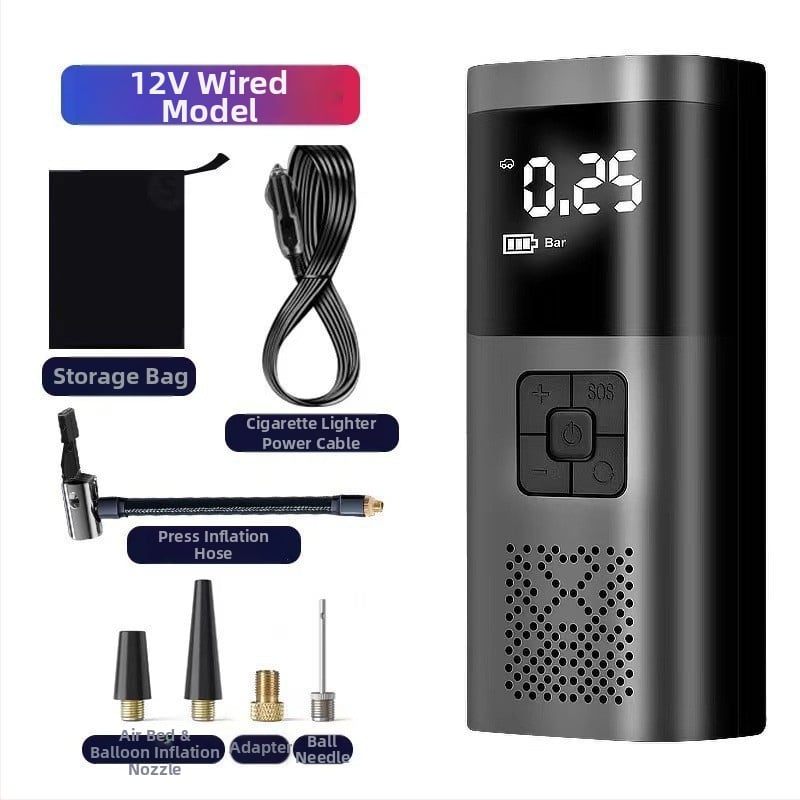 Auto núdzový štartér s vstavanou pumpou na vzduch, 220W, dvojvalcový kompresor, prietok vzduchu 30 L/min, digitálny displej, USB napájanie