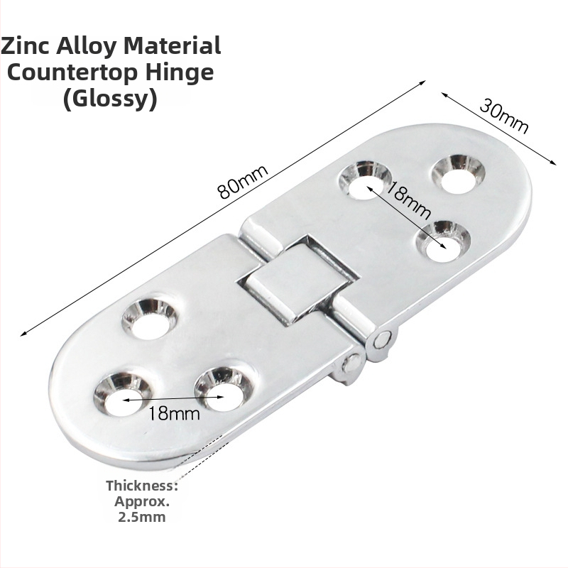 Tuhý okrúhly šarnír, skladací vrchný diel, model 3+6, materiál: zliatina zinku/nerezová oceľ, lesklý povrch, moderný minimalistický štýl