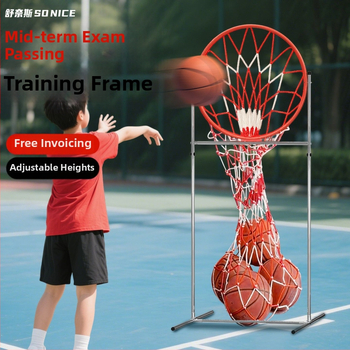 Basketbalový tréner prihrávok s nastaviteľným výškovým rámom a štandardným streleckým kruhom