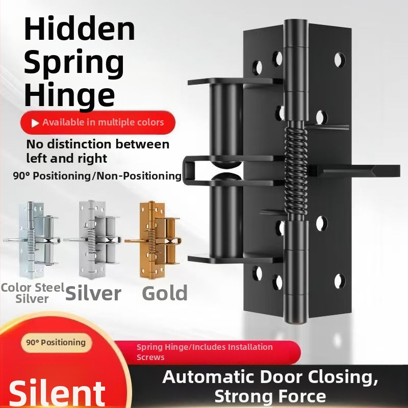 Pružinový pánt na drevené dvere s integrovaným tlmičom, skrytý dizajn, 90° nastavenie, mangánová oceľ.