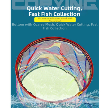 Hliníková zliatina - hlavica rybárskej siete s nano sieťkou, hlboký dizajn, ľahká a rýchloschnúca