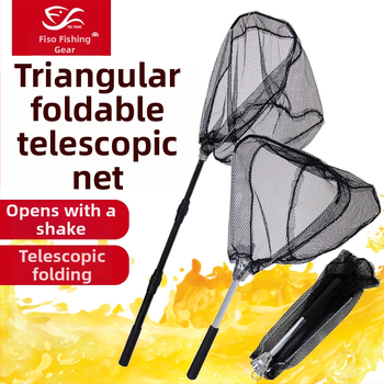 Nylonová trojuholníková skladacia sieť na rybolov, teleskopická, prenosná