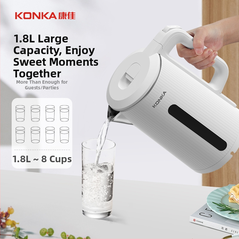 Elektriskais tējkannas 1.8L, nerūsējošs tērauds, apakšējā apkure, 1500–2000W, automātiska izslēgšana