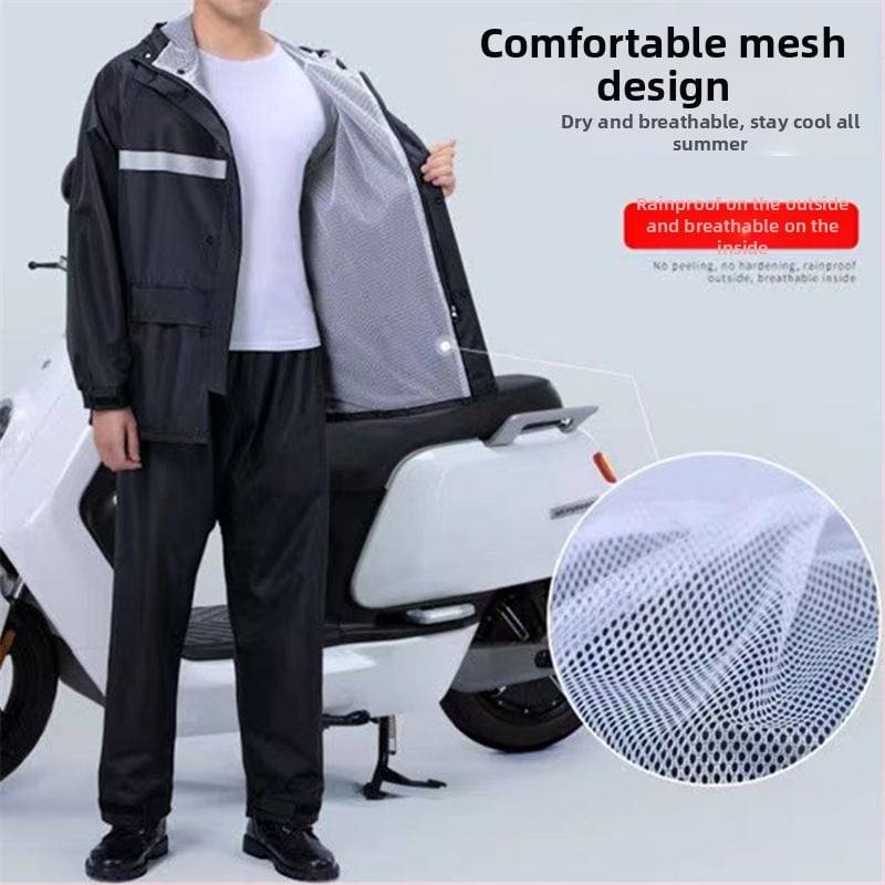 Разделен дъждобран и дъждовни панталони за куриери — Oxford тъкан, водоустойчив слой от PVC лепило, възможност за печат на лого