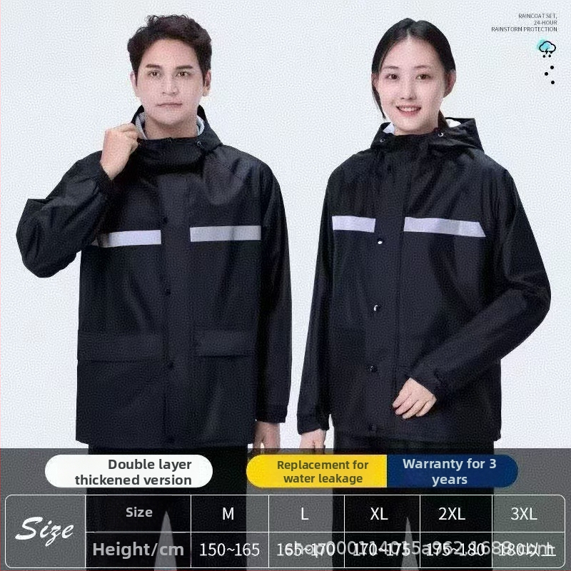 Split tipo lietaus mantas su kurjeriams — Oxford audinys, PVC klijų atsparus vandeniui sluoksnis, logotipo spausdinimo galimybė