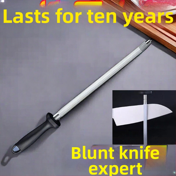 Tyč na ostrenie nožov – nerezová oceľ, ostrenie nástroj, moderný minimalizmus (uvedená v roku 2024)