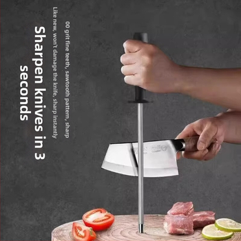 Tyč na ostrenie nožov – nerezová oceľ, ostrenie nástroj, moderný minimalizmus (uvedená v roku 2024)