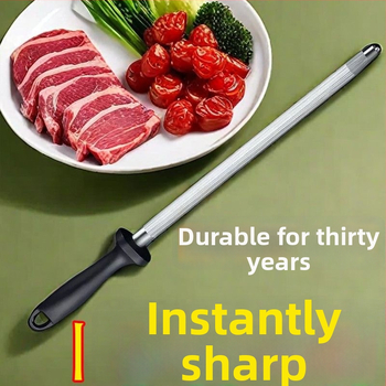 Tyč na ostrenie nožov – nerezová oceľ, ostrenie nástroj, moderný minimalizmus (uvedená v roku 2024)