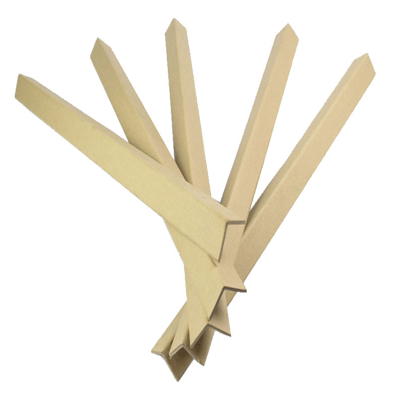 L-tvarovaný ochranný roh z papiera — kraftový papier, spracovanie papierovým strojom, potlačené logo, tvrdený