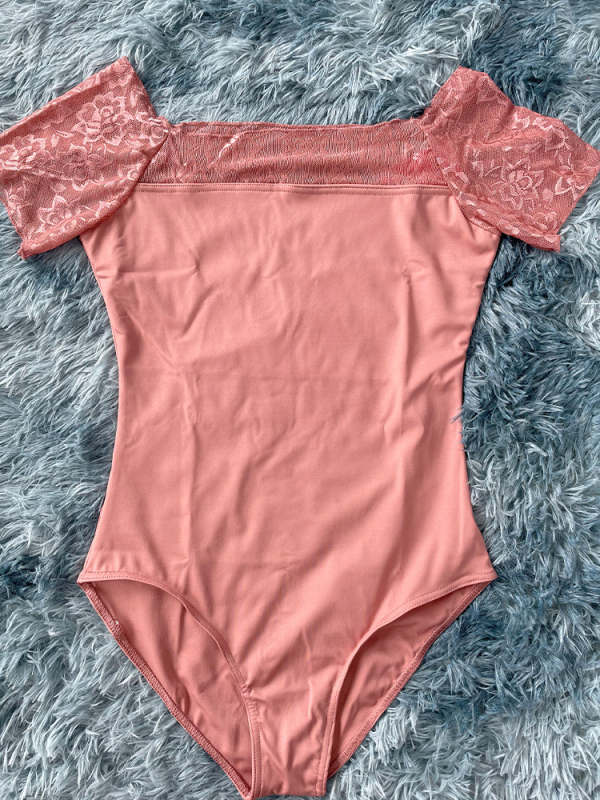 Dospelý baletný kostým – nylonová čipka, krátke rukávy, tréningový set s podšívkou z mliekového hodvábu, pre ženy