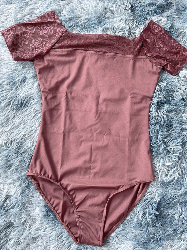 Dospelý baletný kostým – nylonová čipka, krátke rukávy, tréningový set s podšívkou z mliekového hodvábu, pre ženy