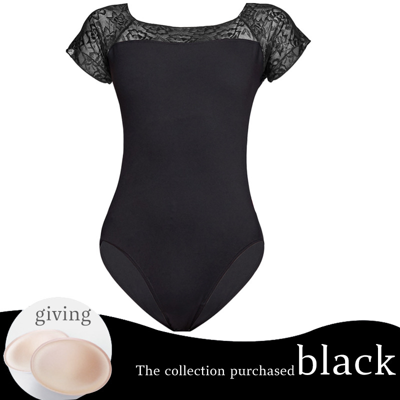 Dospelý baletný kostým – nylonová čipka, krátke rukávy, tréningový set s podšívkou z mliekového hodvábu, pre ženy