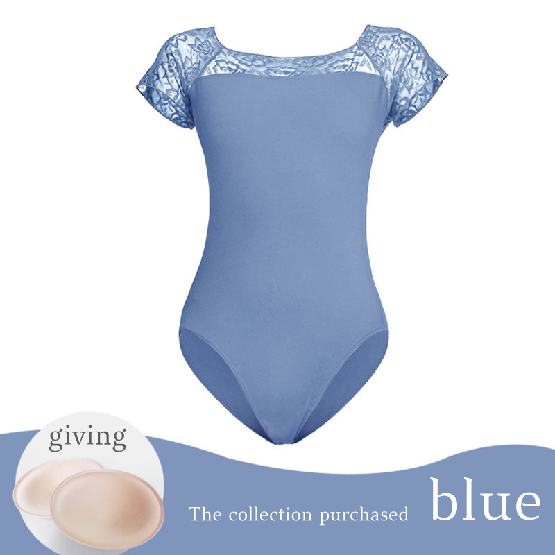 Dospelý baletný kostým – nylonová čipka, krátke rukávy, tréningový set s podšívkou z mliekového hodvábu, pre ženy