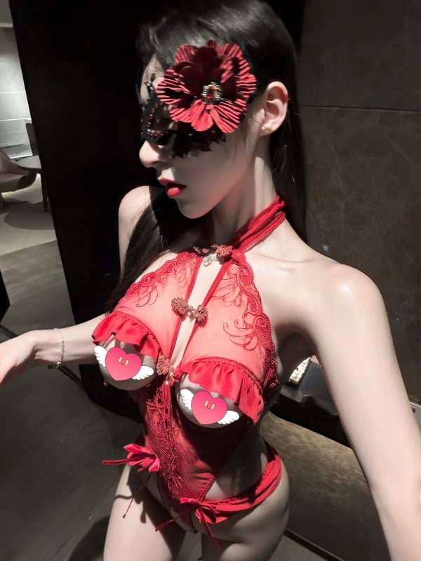 Lemon Story Dámske body v štýle Cheongsama s čipkou, výrezom, 70–80% polyester