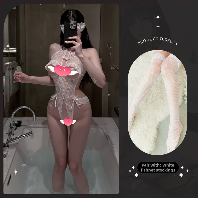 Lemon Story Dámske body v štýle Cheongsama s čipkou, výrezom, 70–80% polyester