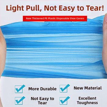 Jednorázové PE návleky na topánky, odolné voči prachu a ochranné, hrubé plastové návleky, univerzálna kompatibilita