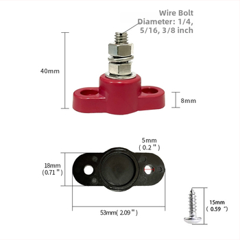 Ťažký terminálny stĺpik z nehrdzavejúcej ocele so samostatným závitovým stĺpikom pre DC 12–48V (model Imperial)
