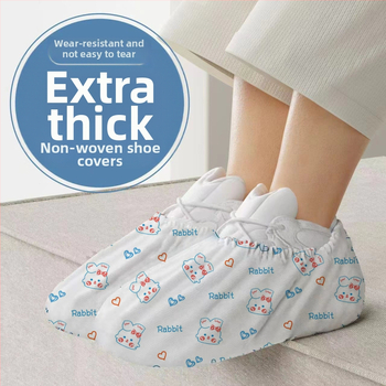 Jednorázové návleky na obuv z netkaného textilu pre dospelých – zosilnené, odolné voči prachu, s motívom zajačika