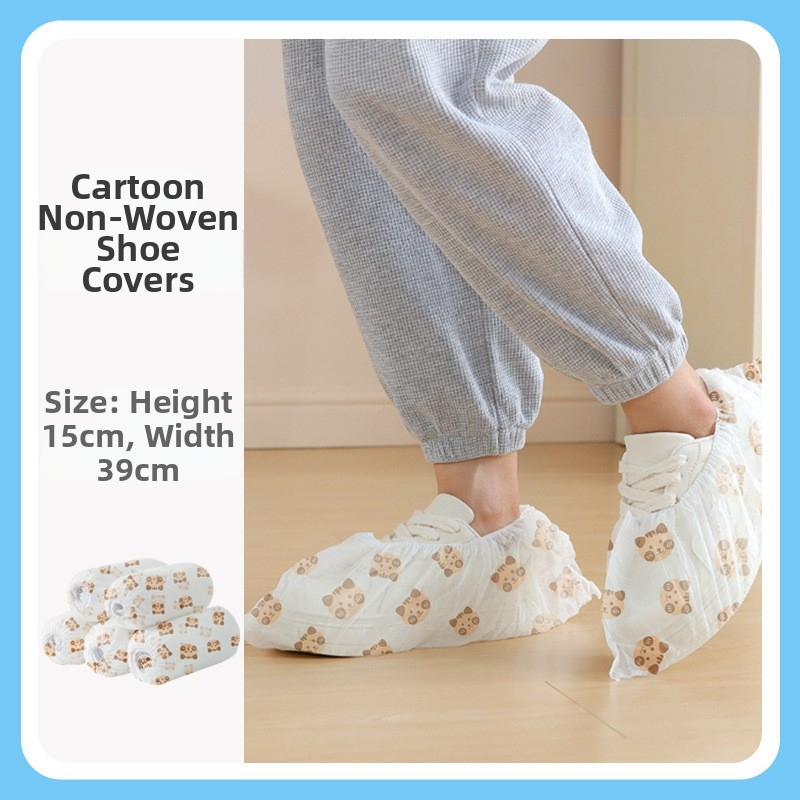 Jednorazové návleky na topánky z netkaného materiálu s potlačou, zosilnené protišmykové, vnútorné použitie, s vzorom medvedďa