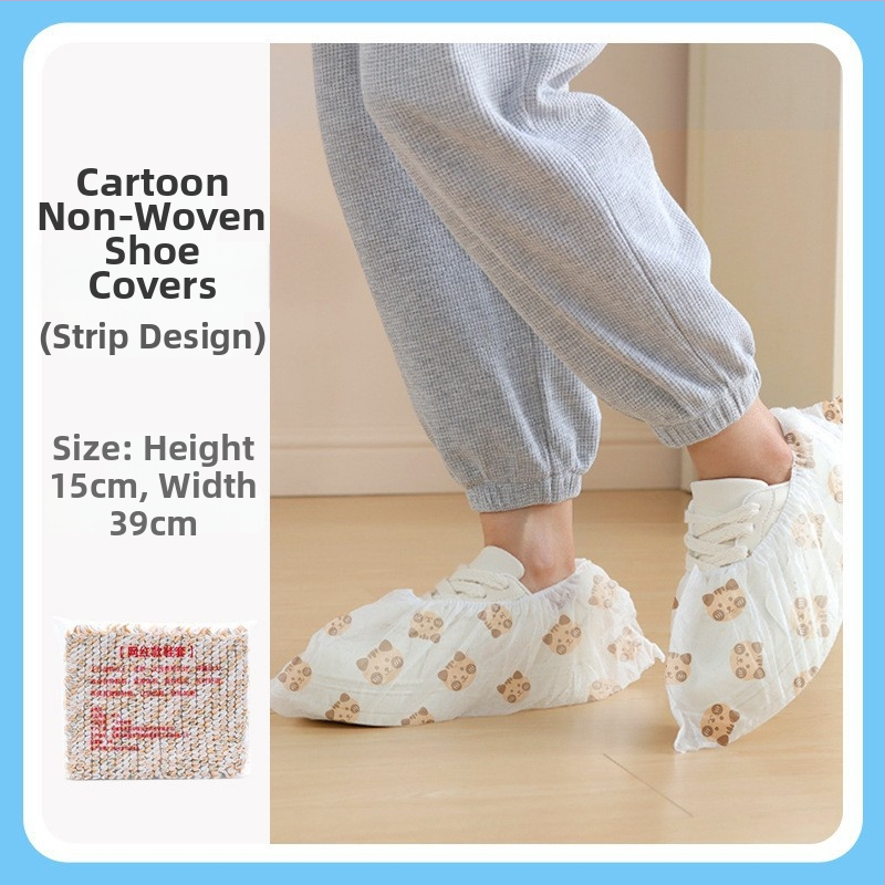 Jednorazové návleky na topánky z netkaného materiálu s potlačou, zosilnené protišmykové, vnútorné použitie, s vzorom medvedďa