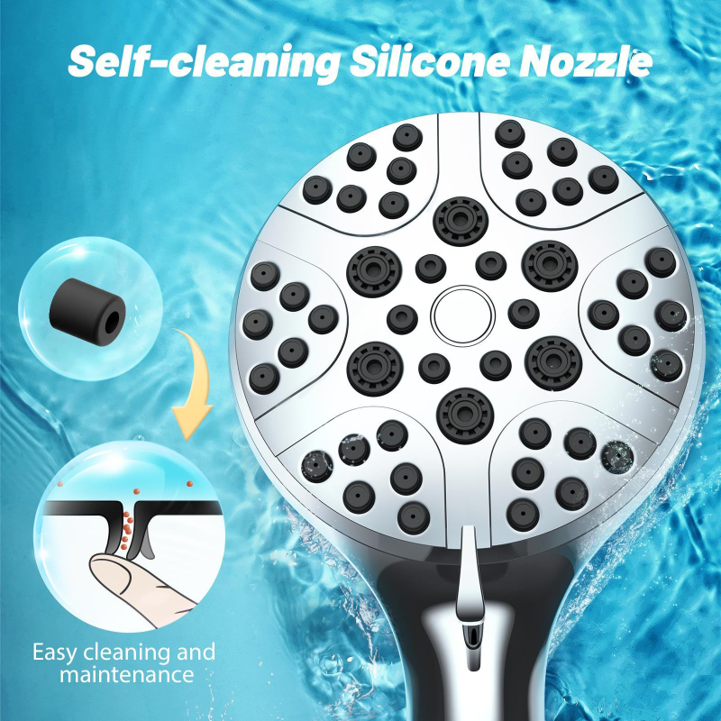 Set de duș cu instalare ascunsă, cap de duș cu 10 funcții (material ABS, controlul temperaturii, finisaj electroplatat, CUPC certificat)