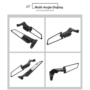 Motocyklové spätné zrkadlo s krídlovým dizajnom – telo z hliníkovej zliatiny, odlievané hliníkové puzdro, štvorcové sklo, ortodontický montážny typ, kompatibilné s NK800, Kawasaki Z900, CB400F, CB650R a KTM cestovnými motocykli