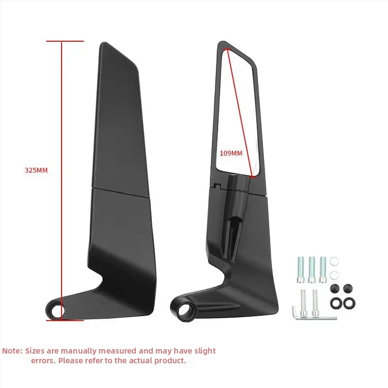 Motocyklové spätné zrkadlo s krídlovým dizajnom – telo z hliníkovej zliatiny, odlievané hliníkové puzdro, štvorcové sklo, ortodontický montážny typ, kompatibilné s NK800, Kawasaki Z900, CB400F, CB650R a KTM cestovnými motocykli