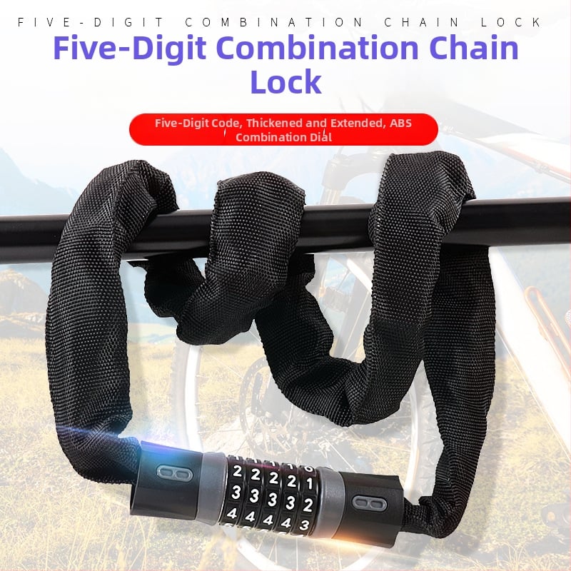 Zhiwei zámok s reťazovým zámkom na bicykel, elektrické vozidlo a motocykel — zliatinová oceľ, 500 g, Model Password Chain Lock