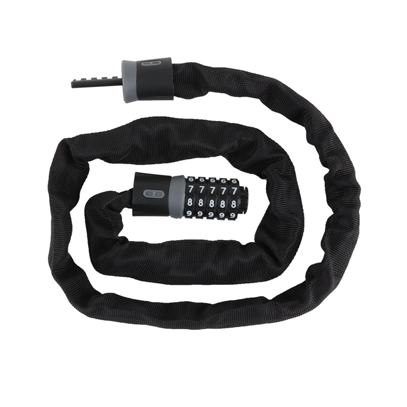 Zhiwei zámok s reťazovým zámkom na bicykel, elektrické vozidlo a motocykel — zliatinová oceľ, 500 g, Model Password Chain Lock