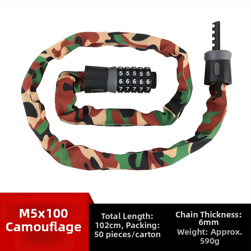 Zhiwei zámok s reťazovým zámkom na bicykel, elektrické vozidlo a motocykel — zliatinová oceľ, 500 g, Model Password Chain Lock