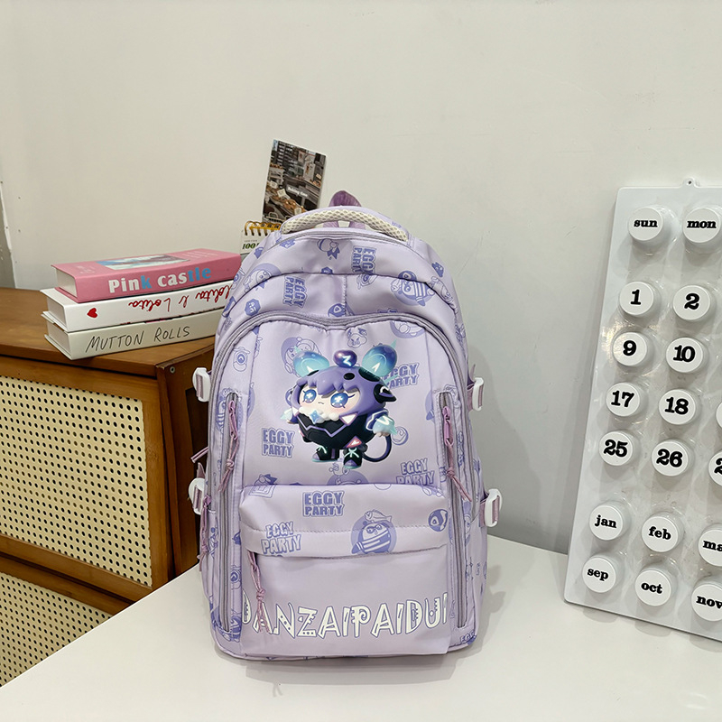 Little Elite iskolai hátizsák légpárnás vállpántokkal, 20–35L kapacitás, 10 hüvelykes laptophoz, Oxford anyag, Anime Cartoon minta