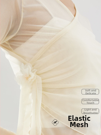 Dámsky moderný tanečný top — elastická sieťovina, jednofarebný, 92% nylon/poliamid, vhodný na scénu, latino a etnický tanec