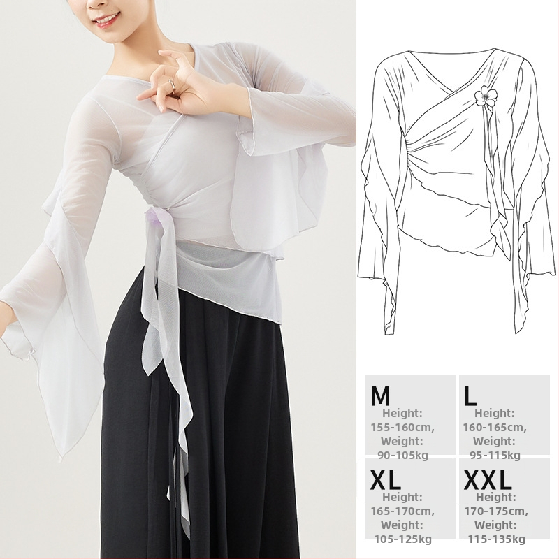 Dámsky moderný tanečný top — elastická sieťovina, jednofarebný, 92% nylon/poliamid, vhodný na scénu, latino a etnický tanec