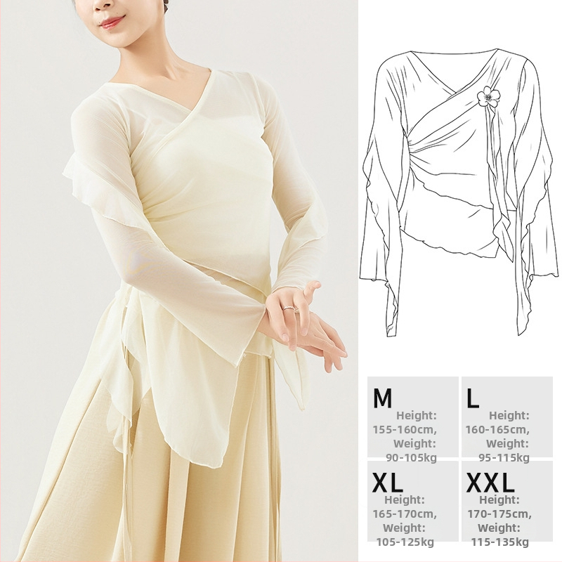 Dámsky moderný tanečný top — elastická sieťovina, jednofarebný, 92% nylon/poliamid, vhodný na scénu, latino a etnický tanec