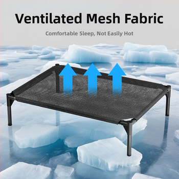 Ανεβασμένο κρεβάτι σκύλου – για όλες τις εποχές, με πλέγμα υφάσματος κατά της υγρασίας και σκελετό από μεταλλικούς σωλήνες