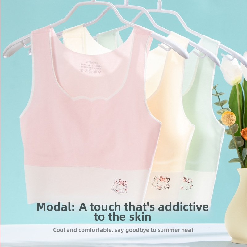 Detské spodné prádlo v štýle vesty z modalnej tkaniny, etapa 1 (9–13 rokov), ultratenký tvarovaný košíček