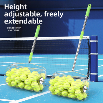 Събирач за тенис топки от неръждаема стомана, телескопичен, автоматичен, с ръчно задвижване, голям капацитет
