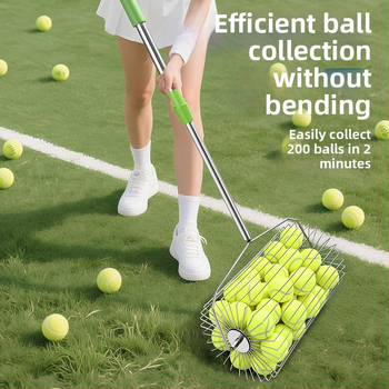 Събирач за тенис топки от неръждаема стомана, телескопичен, автоматичен, с ръчно задвижване, голям капацитет