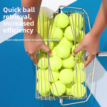 Събирач за тенис топки от неръждаема стомана, телескопичен, автоматичен, с ръчно задвижване, голям капацитет