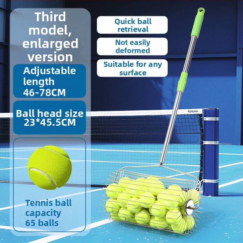 Събирач за тенис топки от неръждаема стомана, телескопичен, автоматичен, с ръчно задвижване, голям капацитет