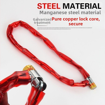 Zámok na reťaz s meďovým jadrom pre bicykle, elektrické bicykle a motocykle; model 1, kód tovaru whm0723, balené v OPP vrecku.