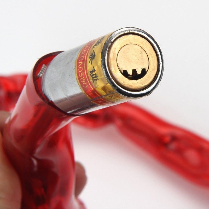 Zámok na reťaz s meďovým jadrom pre bicykle, elektrické bicykle a motocykle; model 1, kód tovaru whm0723, balené v OPP vrecku.