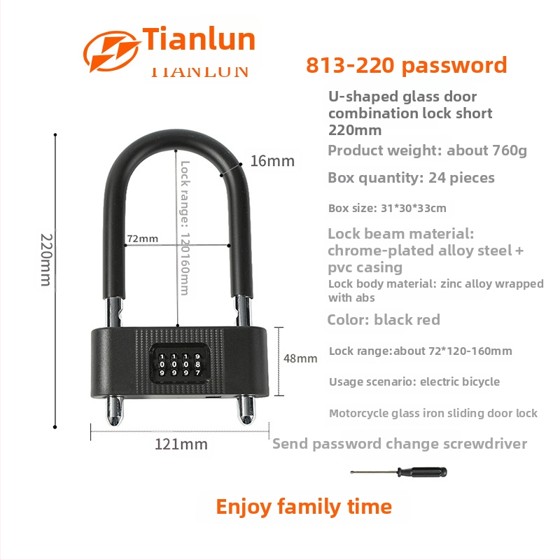 813 Zámok s kódom – Zliatina zinku s ABS povlakom – Zámok na domáce použitie – Vhodný pre sklenené dvojdverové a posuvné dvere – Moderný minimalistický štýl
