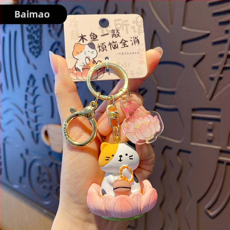 Capybara prívesok na kľúče – živica, kreslený štýl Buddha-Lotus séria, samostatné balenie