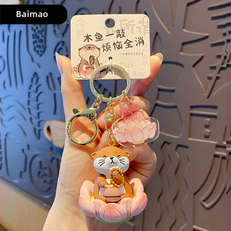 Capybara prívesok na kľúče – živica, kreslený štýl Buddha-Lotus séria, samostatné balenie