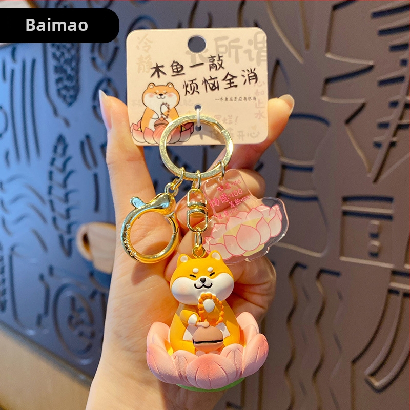 Capybara prívesok na kľúče – živica, kreslený štýl Buddha-Lotus séria, samostatné balenie