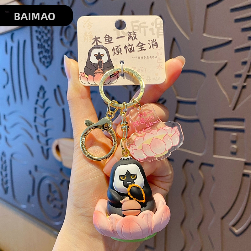 Capybara prívesok na kľúče – živica, kreslený štýl Buddha-Lotus séria, samostatné balenie